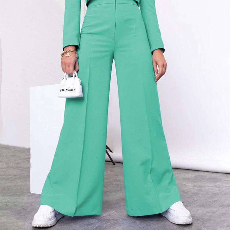 Fashion High Waist Wide Leg Pants Suit - Trendy Mix