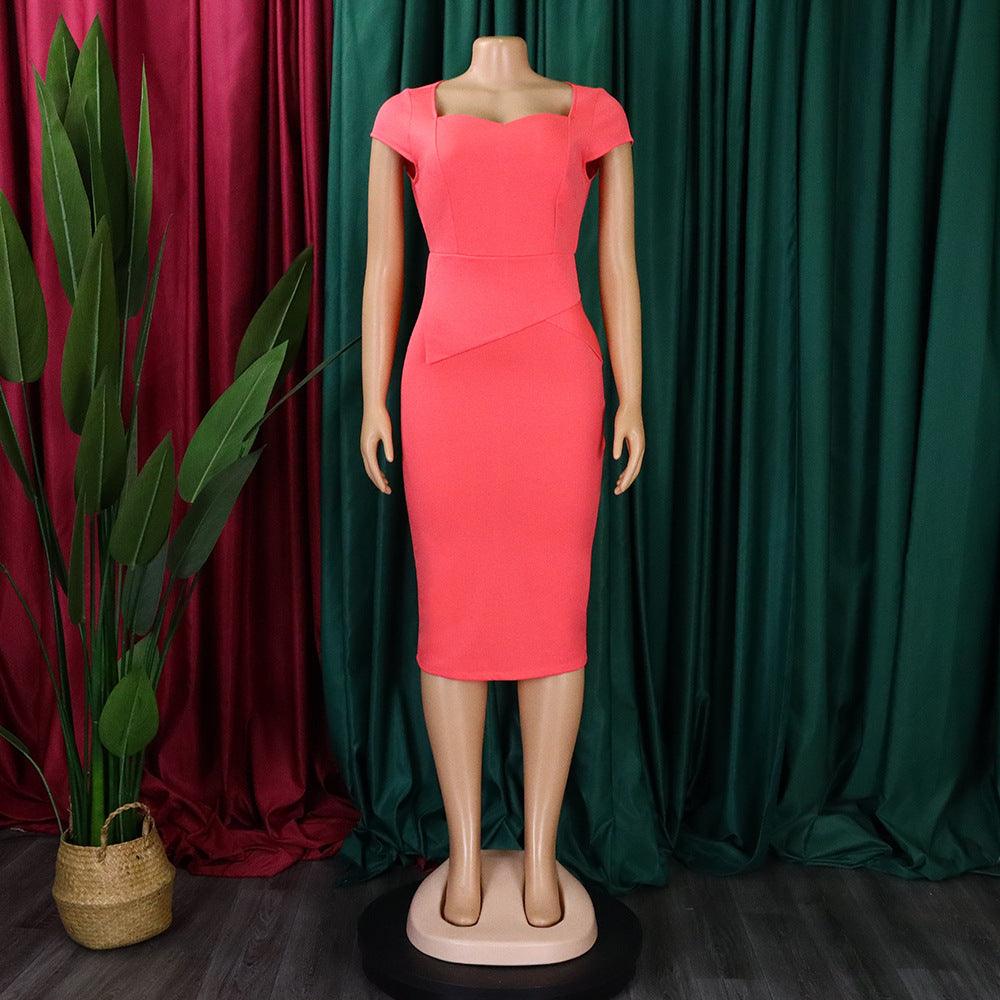 Solid Color Sheath Work Dress - Trendy Mix