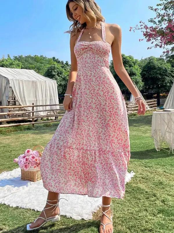 Floral Ruffle Midi Dress - Trendy Mix