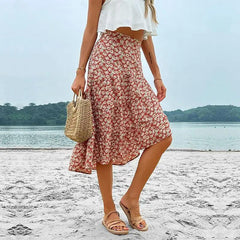 Floral Skirt Holiday Skirt Irregular Print Skirt - Trendy Mix