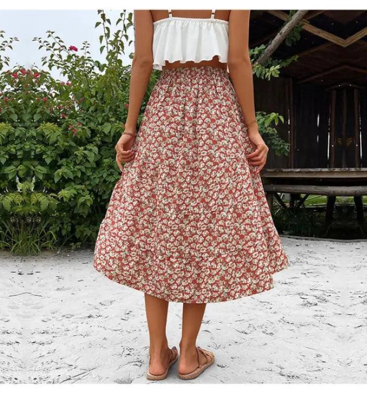 Floral Skirt Holiday Skirt Irregular Print Skirt - Trendy Mix