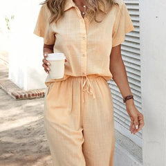 Foreign Trade Solid Color Basic Hemp Cotton Suit - Trendy Mix