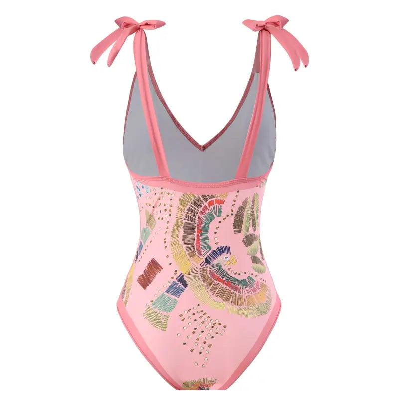 Chic French Vintage One-Piece Swimsuit - Trendy Mix