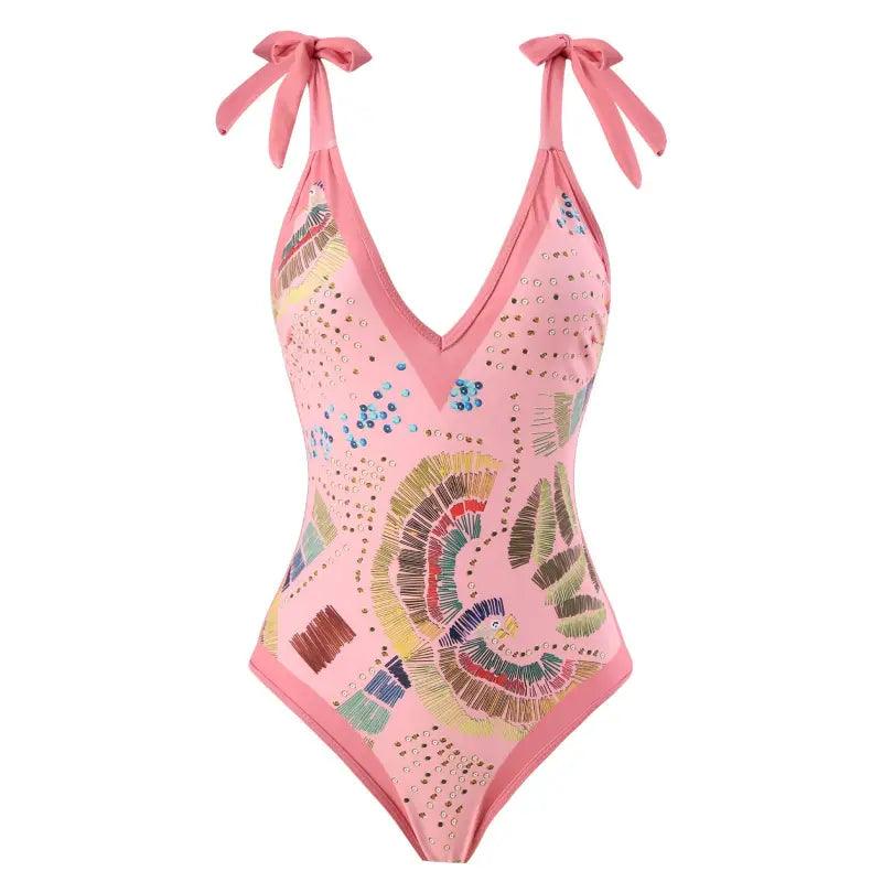 Chic French Vintage One-Piece Swimsuit - Trendy Mix