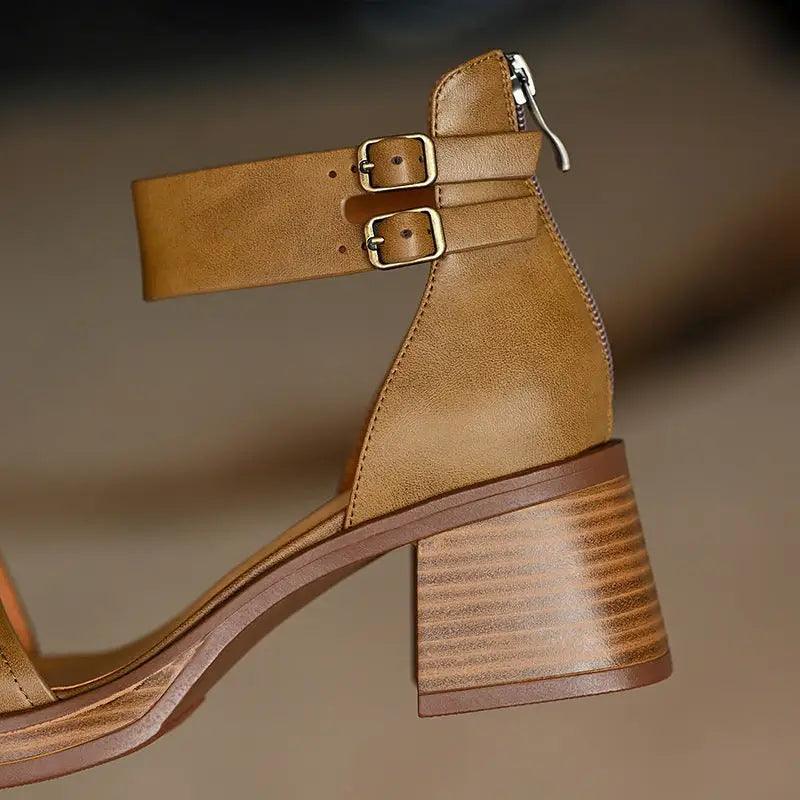 Chic French-Inspired Chunky Heel Platform Footwear - Trendy Mix