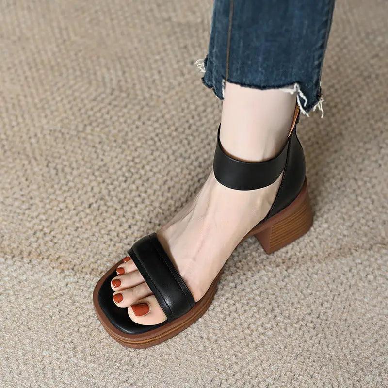 Chic French-Inspired Chunky Heel Platform Footwear - Trendy Mix