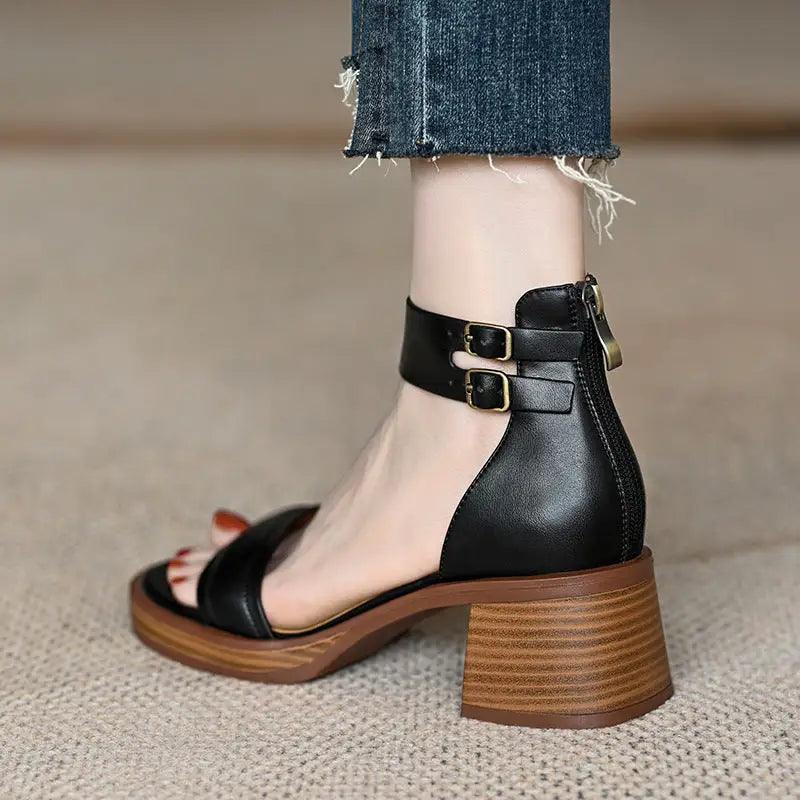 Chic French-Inspired Chunky Heel Platform Footwear - Trendy Mix