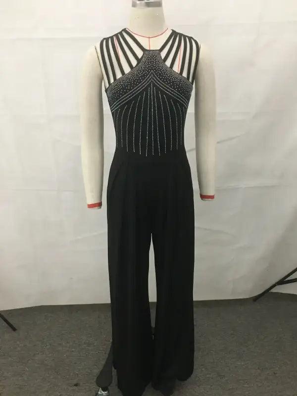 Radiant Diamond Pattern Wide-Leg Jumpsuit - Trendy Mix