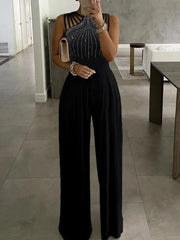 Radiant Diamond Pattern Wide-Leg Jumpsuit - Trendy Mix