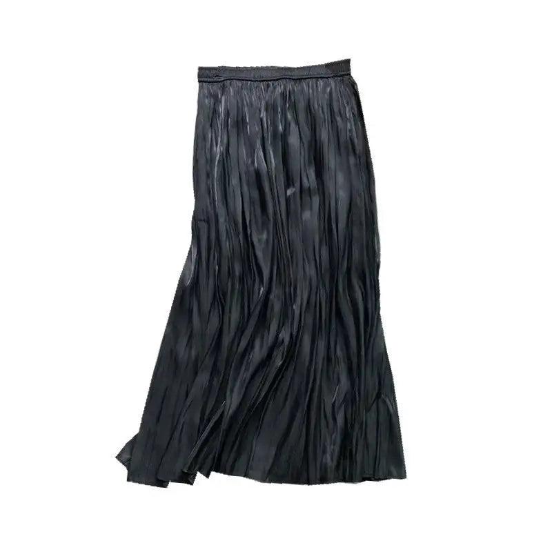 Glossy Silky Pearl Glossy Satin Pleated Skirt - Trendy Mix