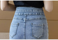 High Waisted Denim Wrap Hip Skirt Design - Trendy Mix