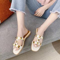 Chic Rivet-Embellished Flat Shoes for Trendy Women - Trendy Mix