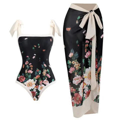 Women's Elegant High-Waisted Chiffon One-Piece Swimsuit with Tummy Control - Trendy Mix