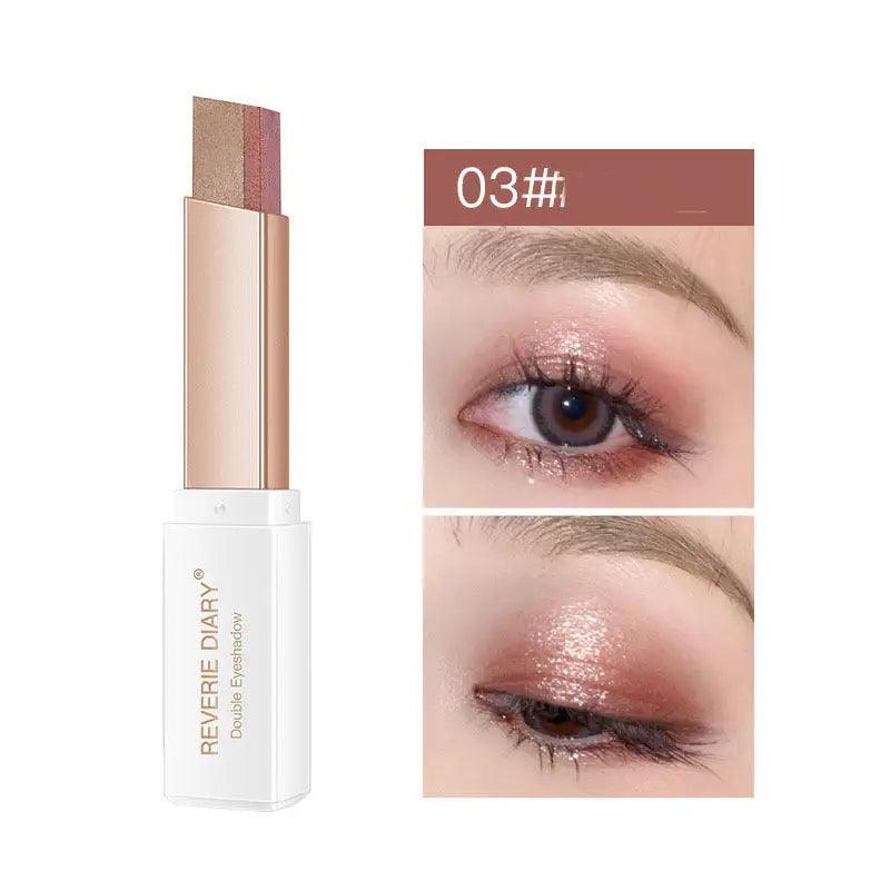 Lazy Eyeshadow Stick Stereo Gradient Shimmer Double Color Eye Shadow Pen Waterproof Easy To Wear Eyeshadow - Trendy Mix