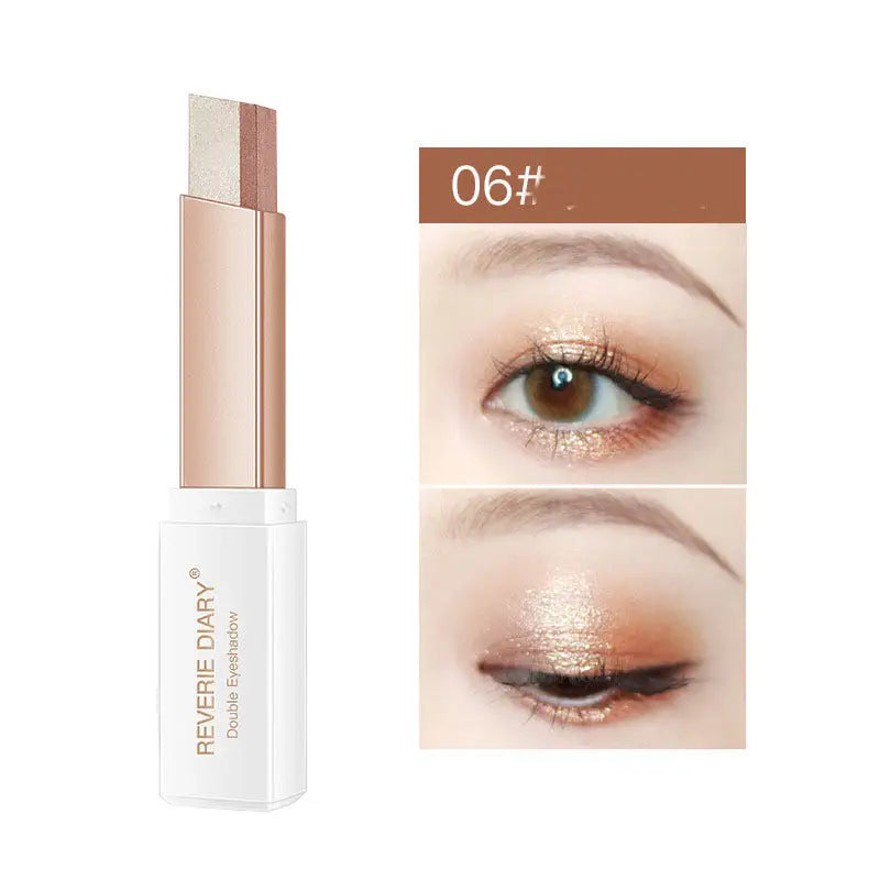 Lazy Eyeshadow Stick Stereo Gradient Shimmer Double Color Eye Shadow Pen Waterproof Easy To Wear Eyeshadow - Trendy Mix