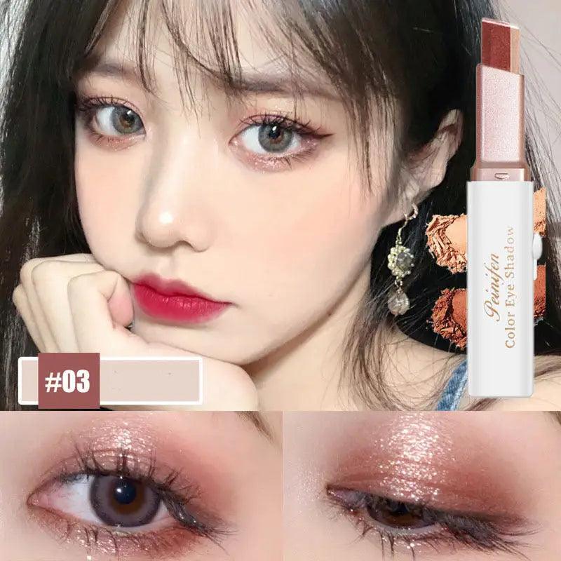 Lazy Eyeshadow Stick Stereo Gradient Shimmer Double Color Eye Shadow Pen Waterproof Easy To Wear Eyeshadow - Trendy Mix