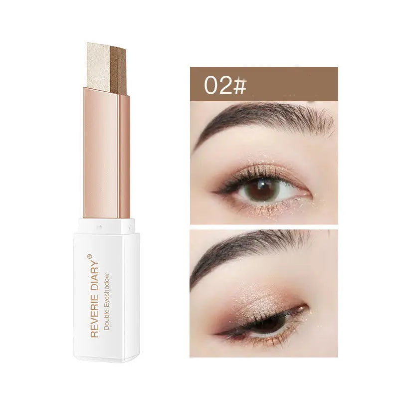 Lazy Eyeshadow Stick Stereo Gradient Shimmer Double Color Eye Shadow Pen Waterproof Easy To Wear Eyeshadow - Trendy Mix