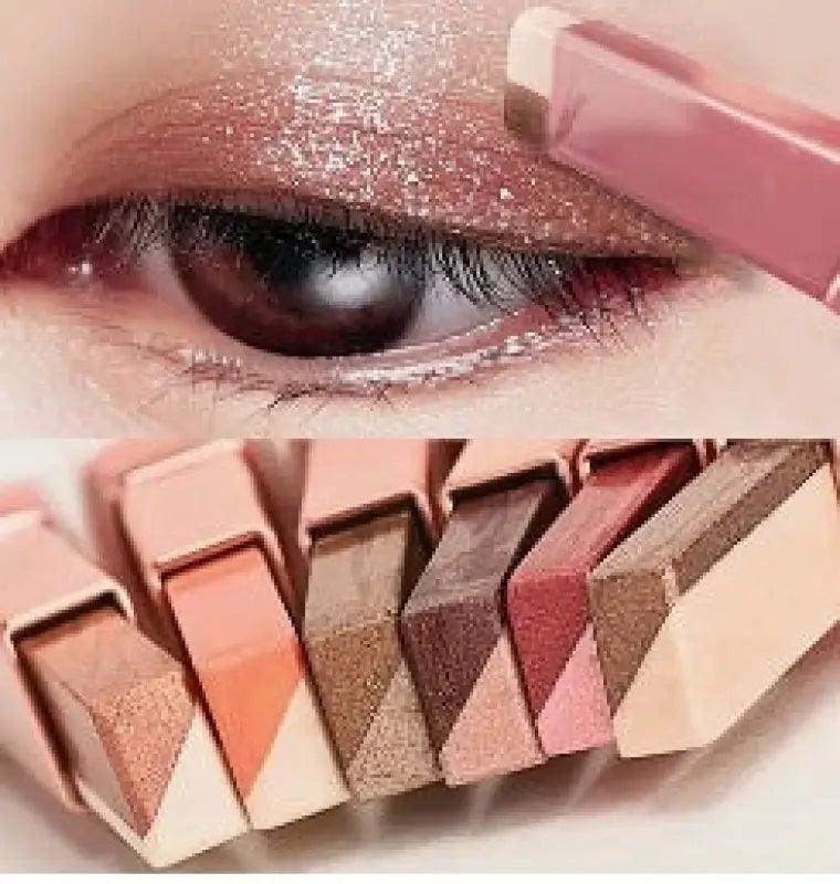 Lazy Eyeshadow Stick Stereo Gradient Shimmer Double Color Eye Shadow Pen Waterproof Easy To Wear Eyeshadow - Trendy Mix