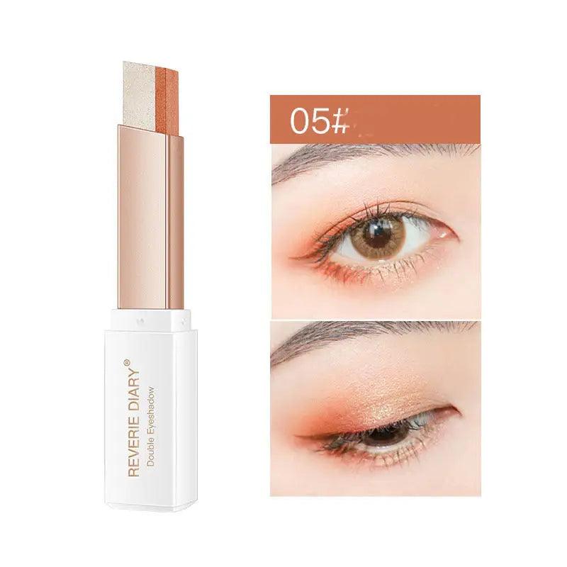 Lazy Eyeshadow Stick Stereo Gradient Shimmer Double Color Eye Shadow Pen Waterproof Easy To Wear Eyeshadow - Trendy Mix