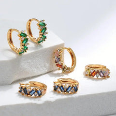 Leaf Inlaid Zircon Emerald Temperament Ear Clip Special-interest Design - Trendy Mix
