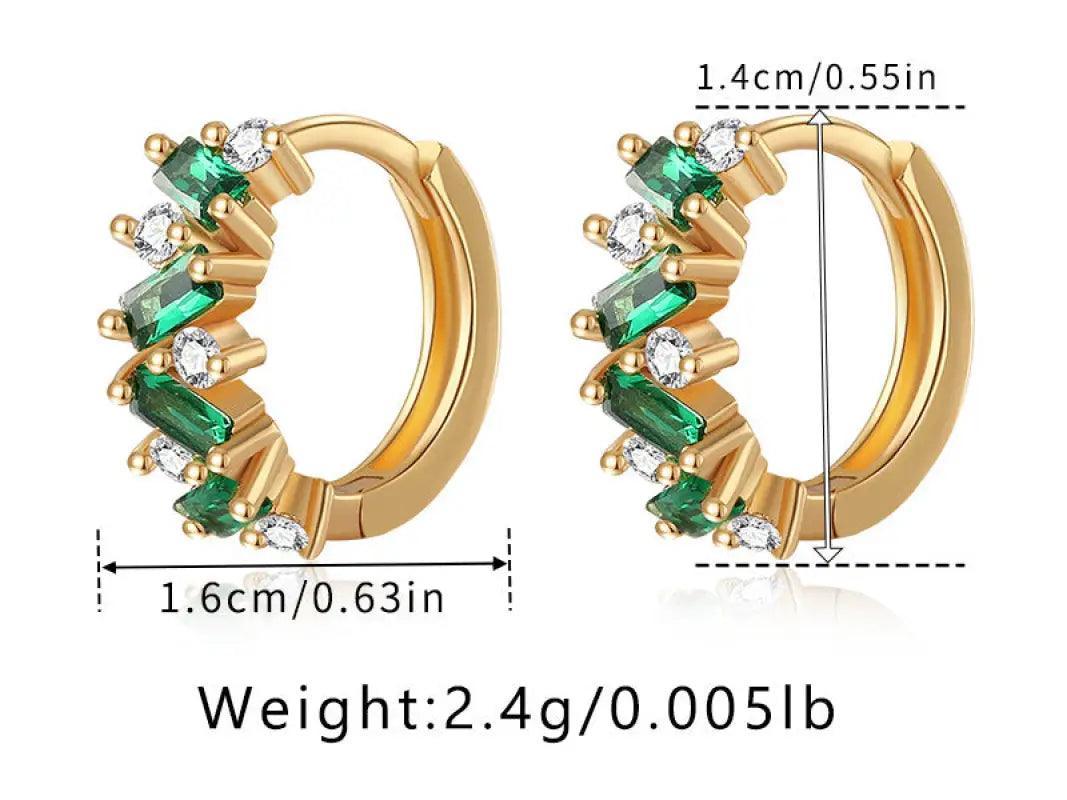 Leaf Inlaid Zircon Emerald Temperament Ear Clip Special-interest Design - Trendy Mix