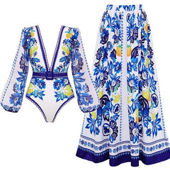 Floral Lemon Print 1-Piece & 2-Piece Women's Swimsuit Set - Summer Beachwear - Trendy Mix