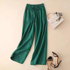 Literature And Art Cotton And Linen Large Casual Wide Leg Pants Women - Trendy Mix