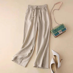 Literature And Art Cotton And Linen Large Casual Wide Leg Pants Women - Trendy Mix