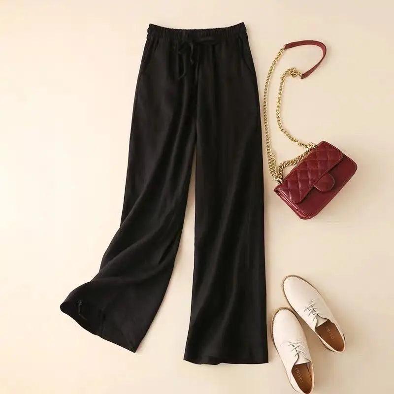 Literature And Art Cotton And Linen Large Casual Wide Leg Pants Women - Trendy Mix