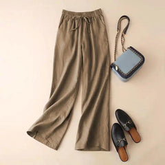 Literature And Art Cotton And Linen Large Casual Wide Leg Pants Women - Trendy Mix