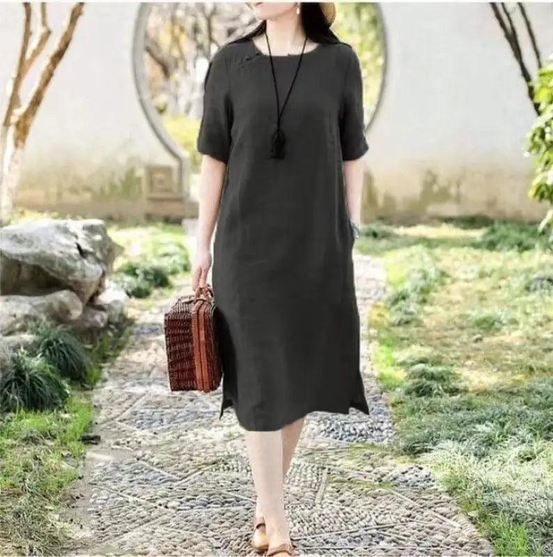 Loose Slimming Mid-length Temperament Dress - Trendy Mix