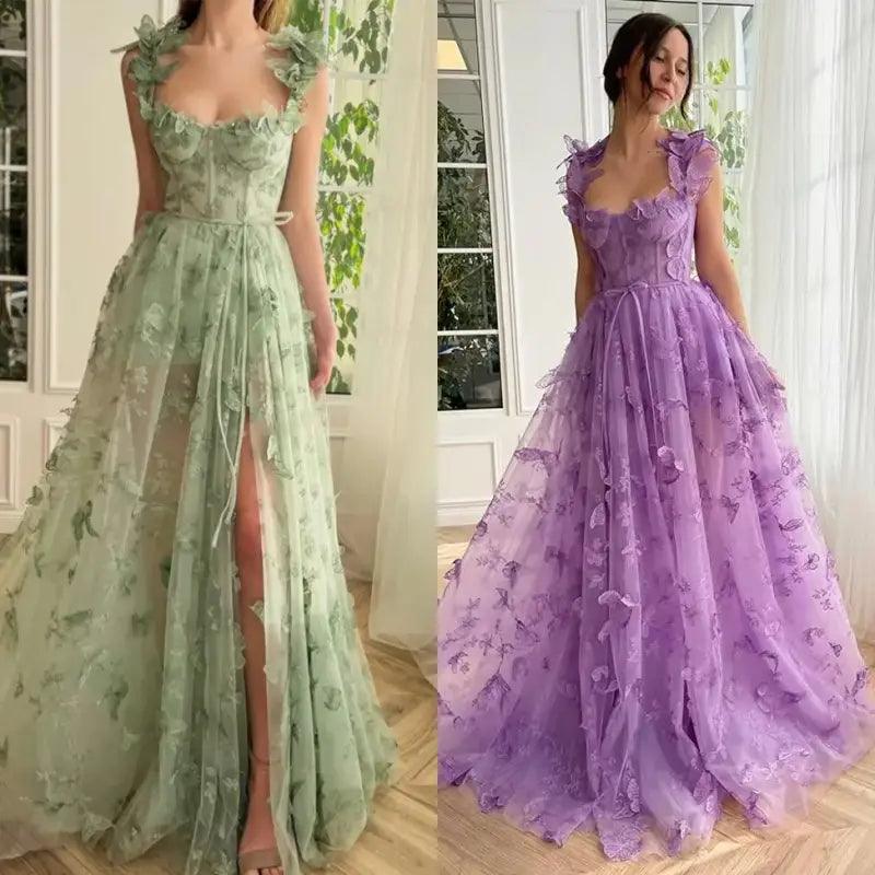 Mint Green 3d Lace Evening Gown Dress - Trendy Mix