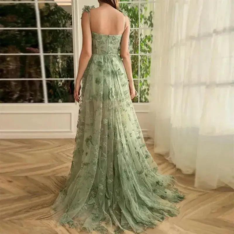 Mint Green 3d Lace Evening Gown Dress - Trendy Mix