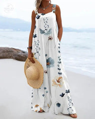 Vibrant Digital Print High-Waist Jumpsuit - Trendy Mix