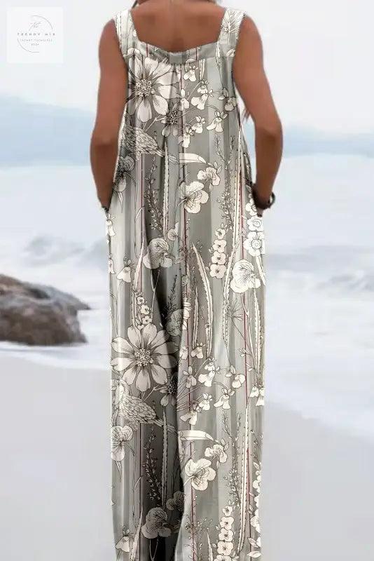 Vibrant Digital Print High-Waist Jumpsuit - Trendy Mix