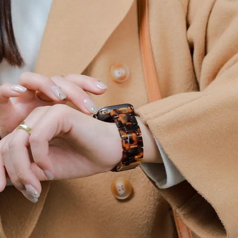 Elegant Amber Resin Watch Strap - Trendy Mix