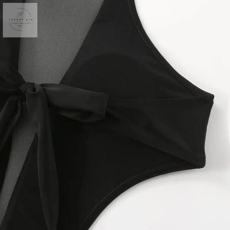 Stylish Hollow Back One-Piece Swimsuit for Women - Sexy Solid Black Design - Trendy Mix