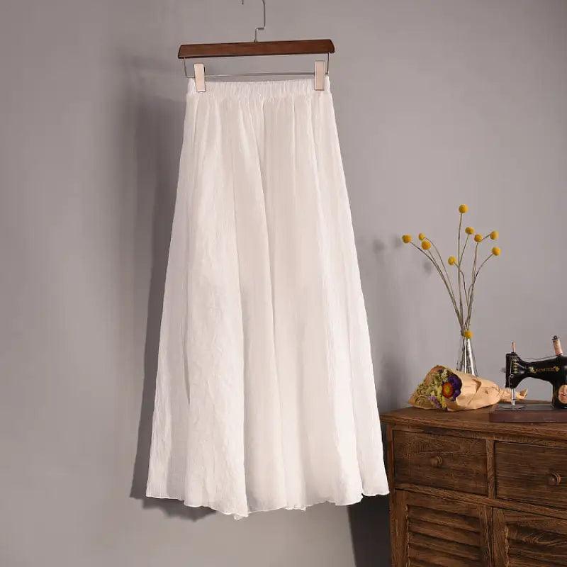 Plus Size Mori Girl Linen A- Line Skirt Pleated - Trendy Mix