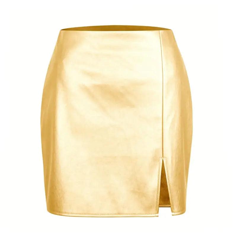 Pu Split Leather Skirt Women’s High Waist Zipper - Trendy Mix