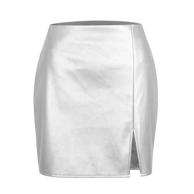 Pu Split Leather Skirt Women’s High Waist Zipper - Trendy Mix