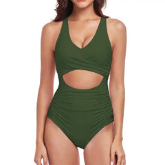 Elegant Cross Halter One-Piece Swimsuit - Trendy Mix