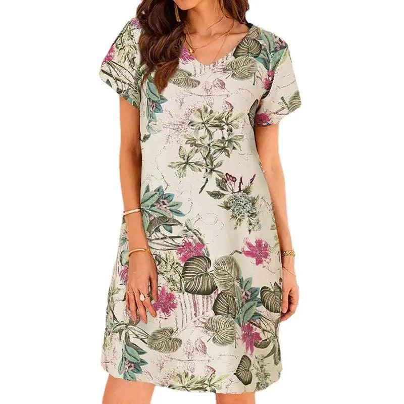 Retro Cotton And Linen Beach Dress Women - Trendy Mix