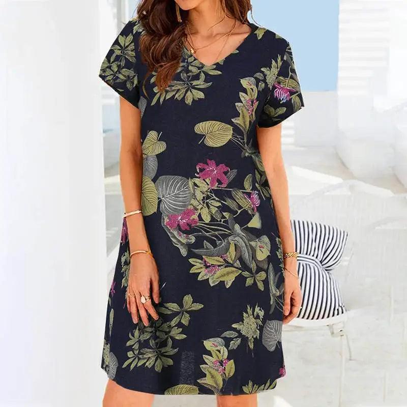 Retro Cotton And Linen Beach Dress Women - Trendy Mix