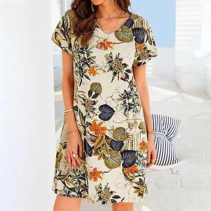 Retro Cotton And Linen Beach Dress Women - Trendy Mix