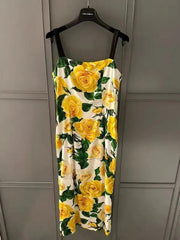 Retro Floral Drop Shoulder Halter Dress - Trendy Mix