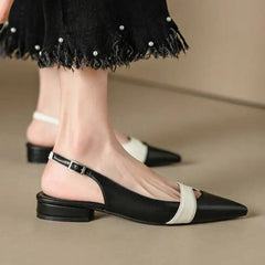 Retro Chic Closed Toe Pointed Pumps: Fashionable Summer Sandals - Trendy Mix