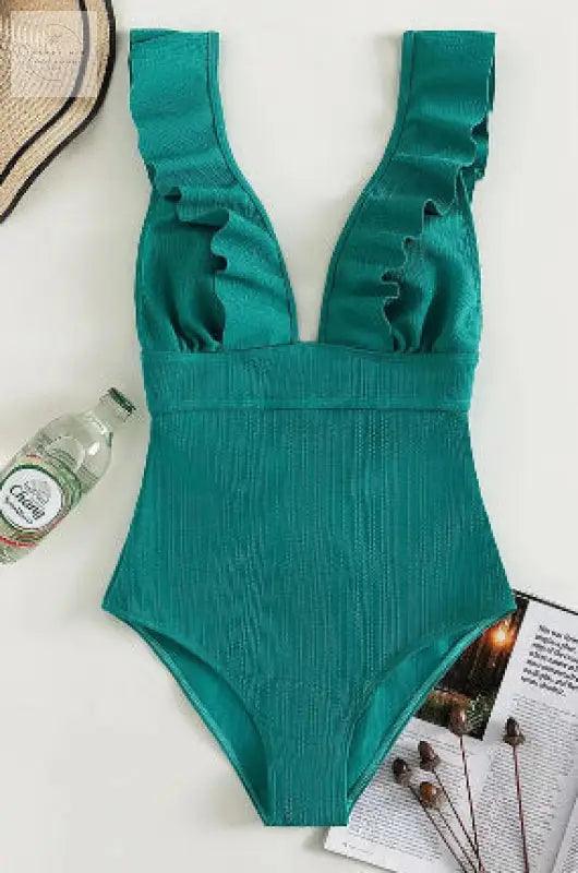 Lace-Back Ruffled Strap One-Piece Swimsuit for Women - Trendy Mix