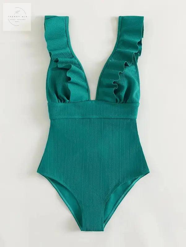 Lace-Back Ruffled Strap One-Piece Swimsuit for Women - Trendy Mix