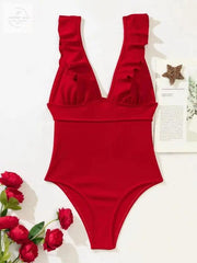 Lace-Back Ruffled Strap One-Piece Swimsuit for Women - Trendy Mix