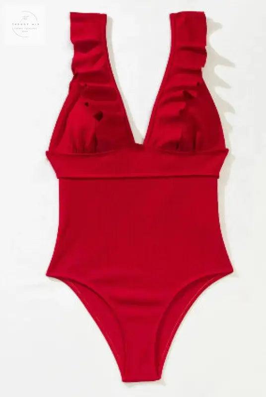 Lace-Back Ruffled Strap One-Piece Swimsuit for Women - Trendy Mix